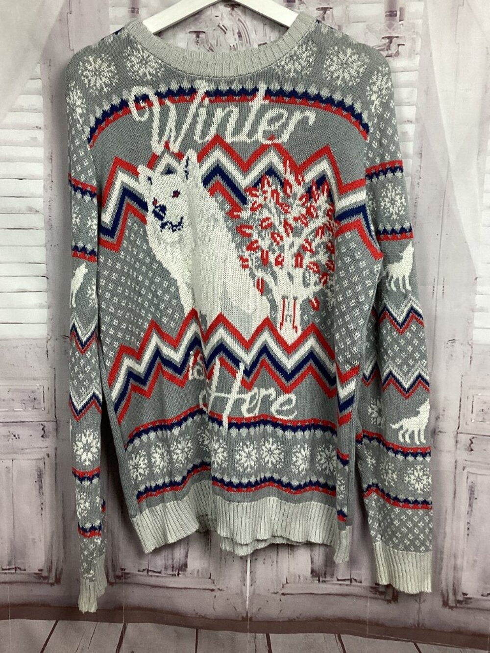 Game of Thrones Sweater Winter Is Here Wolf XXL